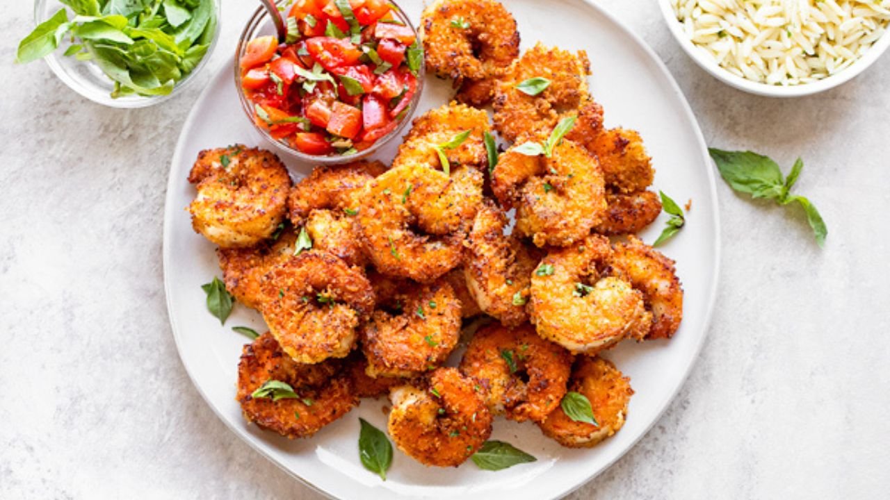 Garlic Shrimp and Tomatoes with Parmesan Orzo Recipe