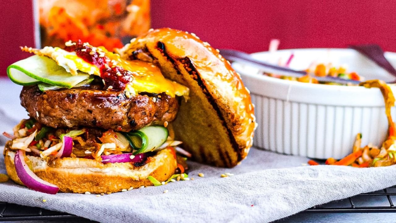 Chicken Teriyaki Burgers with Sesame Slaw